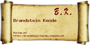 Brandstein Kende névjegykártya